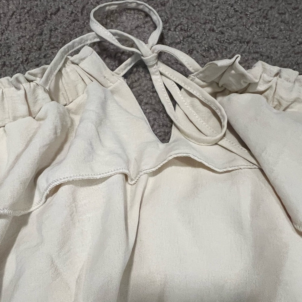 Cream Ruffle Off-Shoulder Blouse - Picture 6 of 6